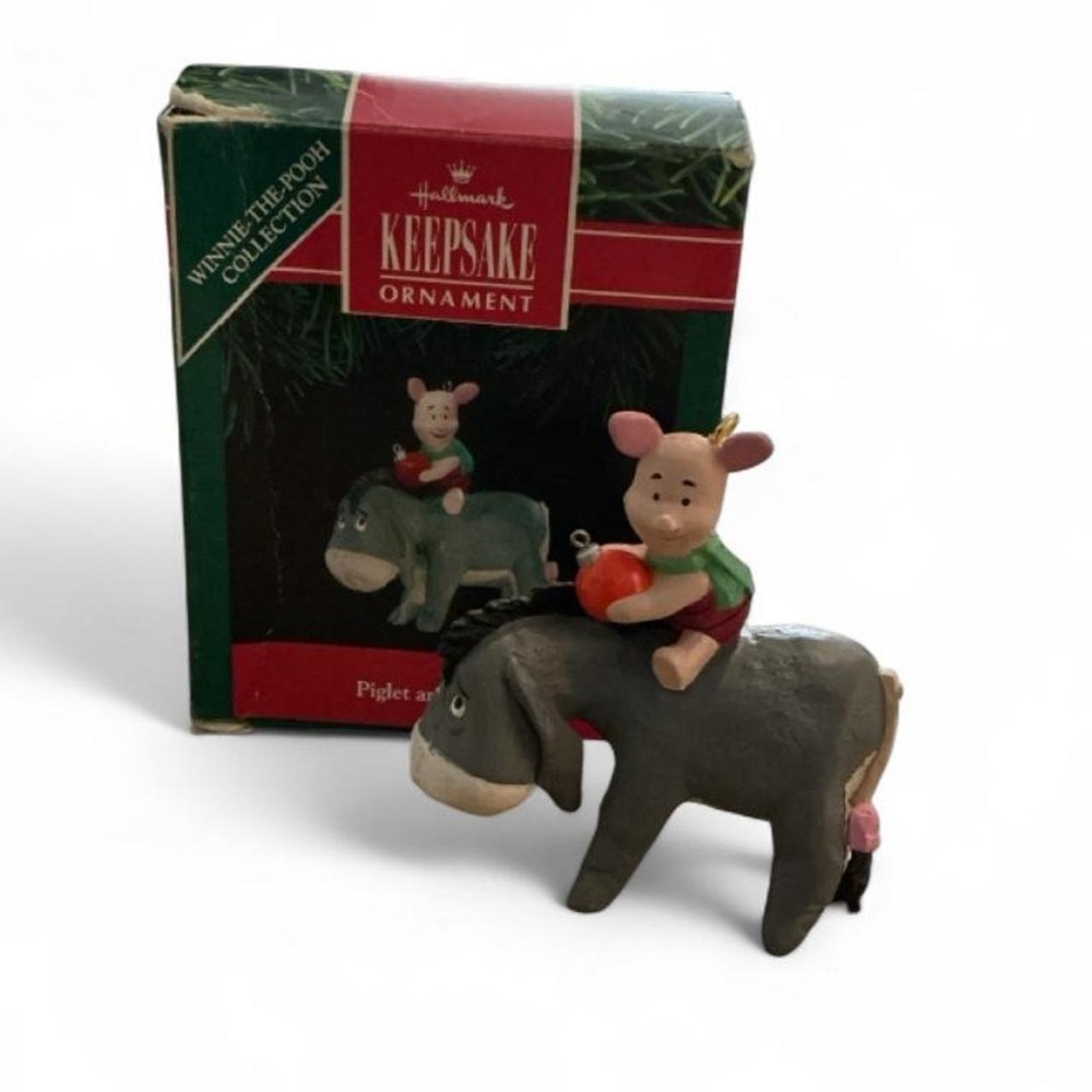 VTG Hallmark Piglet and Eeyore Ornament OS Gray Good Keepsake Winnie The Pooh